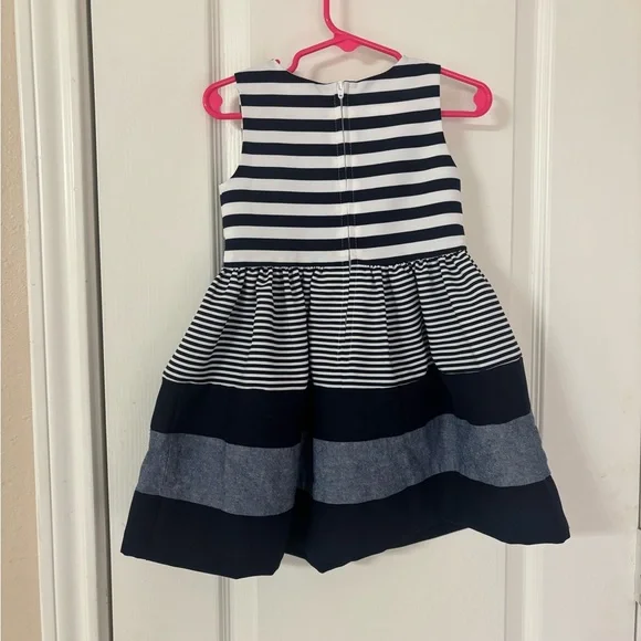 Bonnie Jean Navy and White Striped Dress 2T - Picture 2 of 3